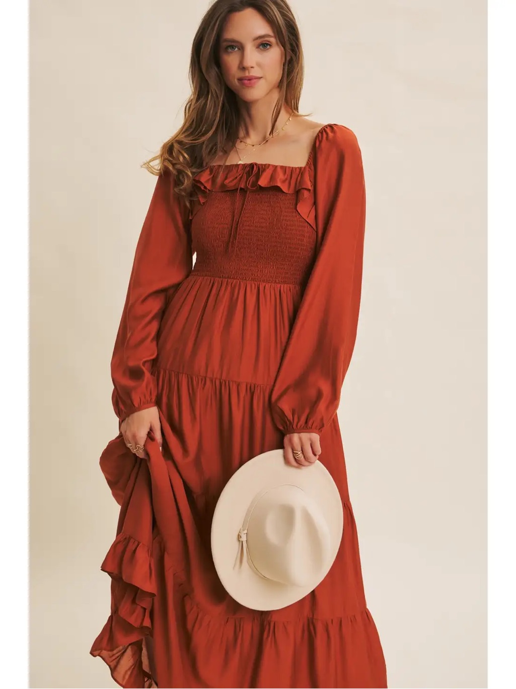(404) Romantic Radiant Tiered Ruffle Flare Smocked Maxi Dress - Nwt